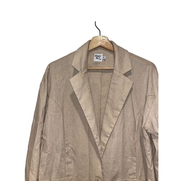 Princess Polly Womens XS/S Blazer Beige Linen Blend - Picture 2 of 8